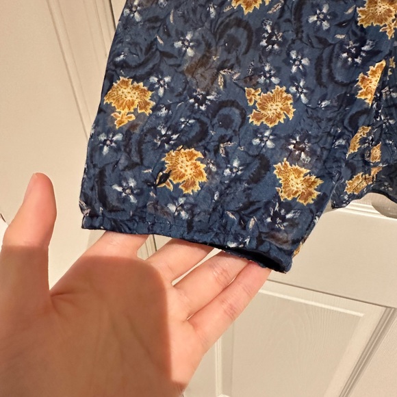 Massimo Dutti Blue Gauzy Floral Blouse Button Up - Picture 4 of 6